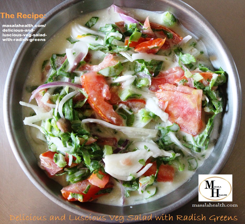 Raw Vegetable Salad: Delicious and Luscious Veg Salad with Radish Greens in masalahealth.in